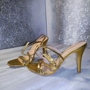 Elegant Gold High Heel Sandals